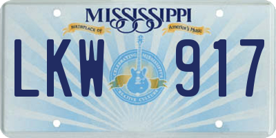 MS license plate LKW917