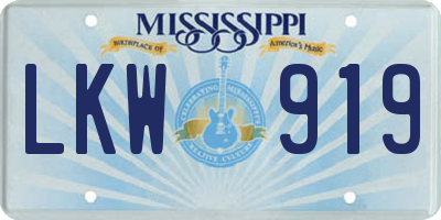 MS license plate LKW919