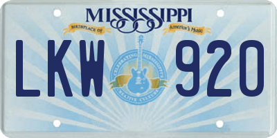 MS license plate LKW920