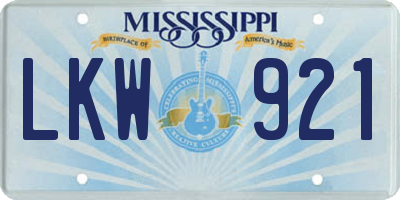 MS license plate LKW921