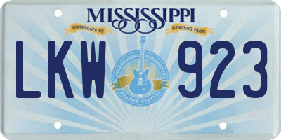MS license plate LKW923