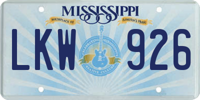 MS license plate LKW926