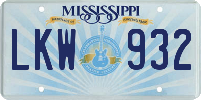 MS license plate LKW932