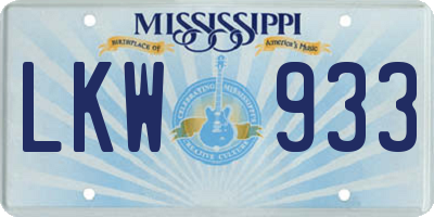 MS license plate LKW933