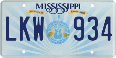 MS license plate LKW934