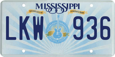 MS license plate LKW936