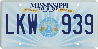 MS license plate LKW939