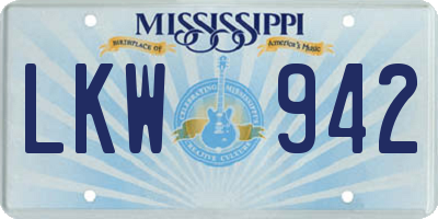 MS license plate LKW942