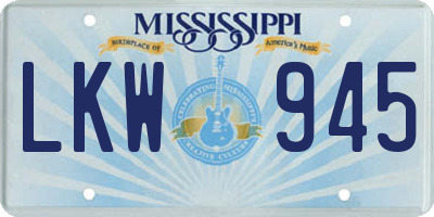 MS license plate LKW945