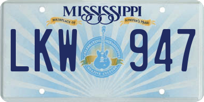 MS license plate LKW947