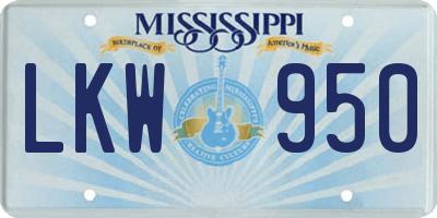 MS license plate LKW950