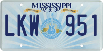 MS license plate LKW951
