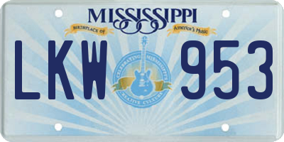 MS license plate LKW953