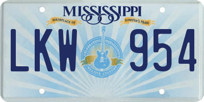 MS license plate LKW954
