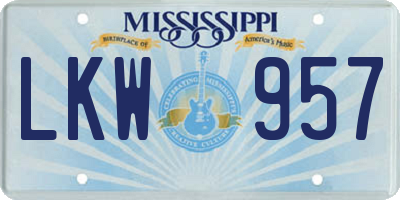 MS license plate LKW957