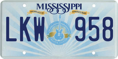 MS license plate LKW958