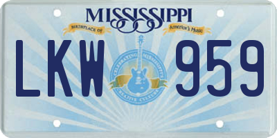 MS license plate LKW959