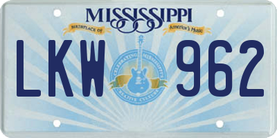 MS license plate LKW962