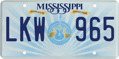MS license plate LKW965