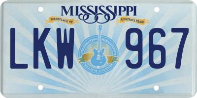 MS license plate LKW967