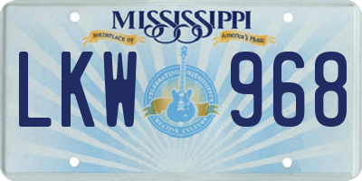 MS license plate LKW968
