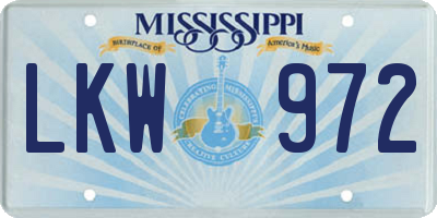 MS license plate LKW972