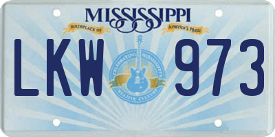 MS license plate LKW973