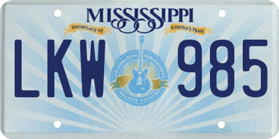MS license plate LKW985