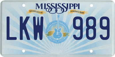MS license plate LKW989