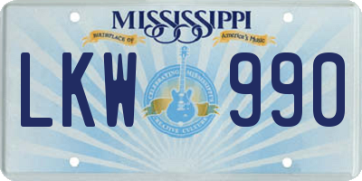 MS license plate LKW990