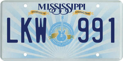 MS license plate LKW991