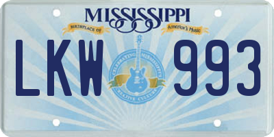 MS license plate LKW993