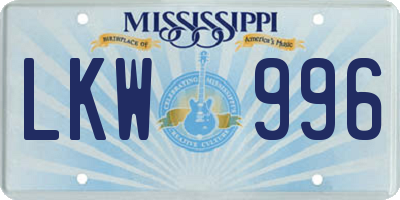 MS license plate LKW996