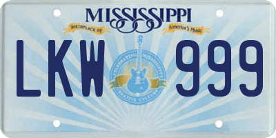 MS license plate LKW999