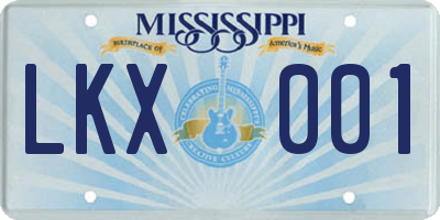 MS license plate LKX001