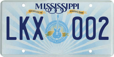 MS license plate LKX002