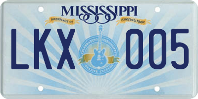 MS license plate LKX005