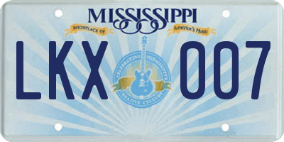 MS license plate LKX007