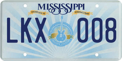 MS license plate LKX008