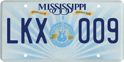 MS license plate LKX009