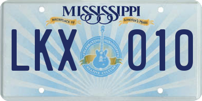 MS license plate LKX010