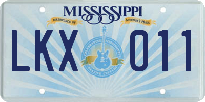 MS license plate LKX011