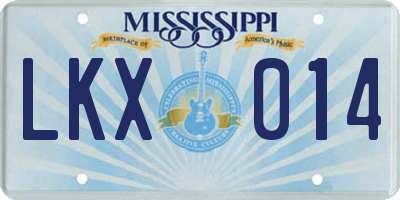 MS license plate LKX014