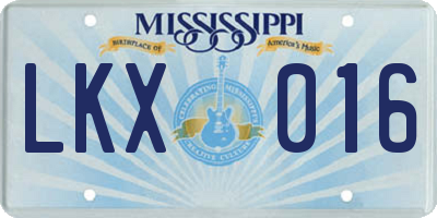 MS license plate LKX016