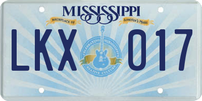 MS license plate LKX017