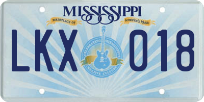 MS license plate LKX018