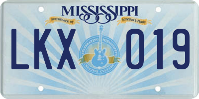 MS license plate LKX019
