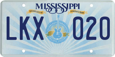 MS license plate LKX020