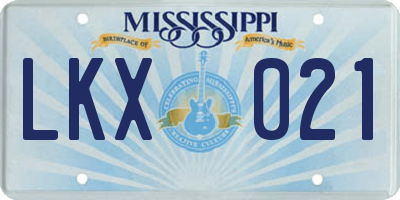 MS license plate LKX021