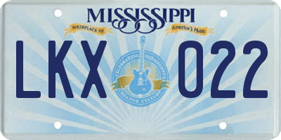 MS license plate LKX022